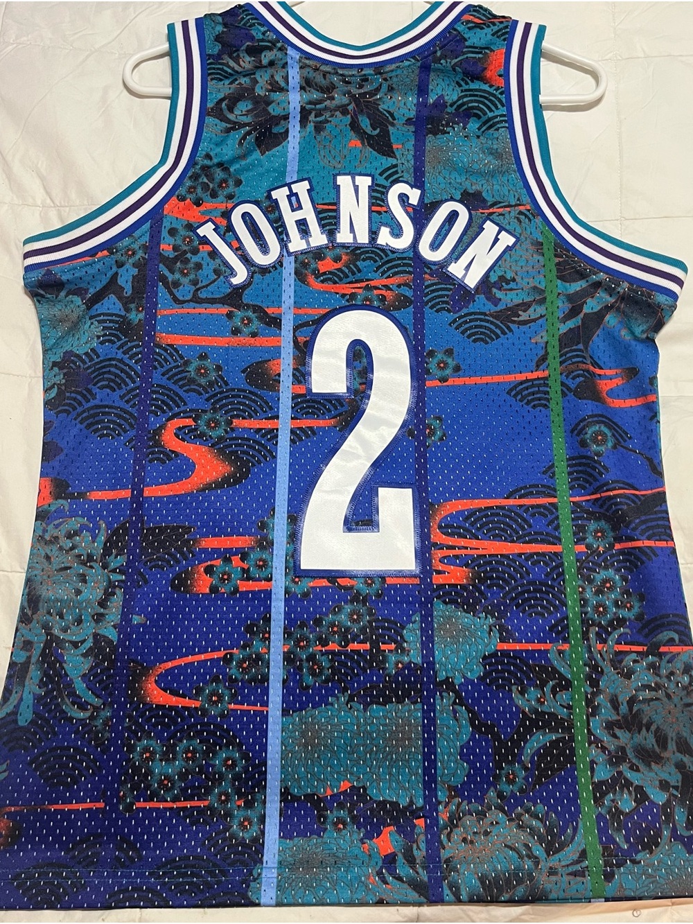 Mitchell & Ness Charlotte Hornets Larry Johnson 1992-93 HWC Swingman Jersey - Picture 2 of 6